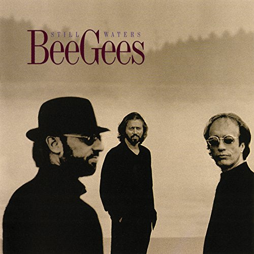 Bee Gees album cover, "Still Waters," featuring three men in dark clothing.