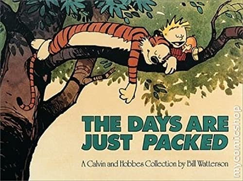 Calvin and Hobbes comic book cover with a tiger and boy in a tree.