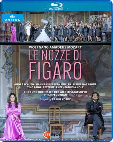 Blu-ray cover for Mozart’s *Le Nozze Di Figaro* opera, featuring performers.