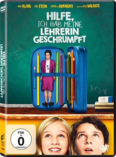 DVD cover: shrunken teacher inside a pencil case, children looking up.