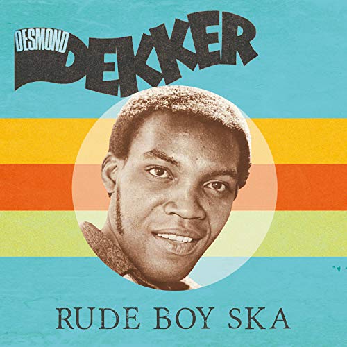 Album cover featuring a portrait of Desmond Dekker against horizontal multicolored stripes.
