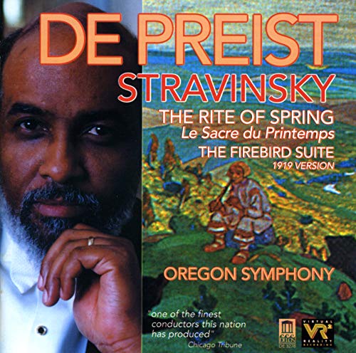 CD cover featuring conductor James DePreist and artwork from Stravinsky’s scores.