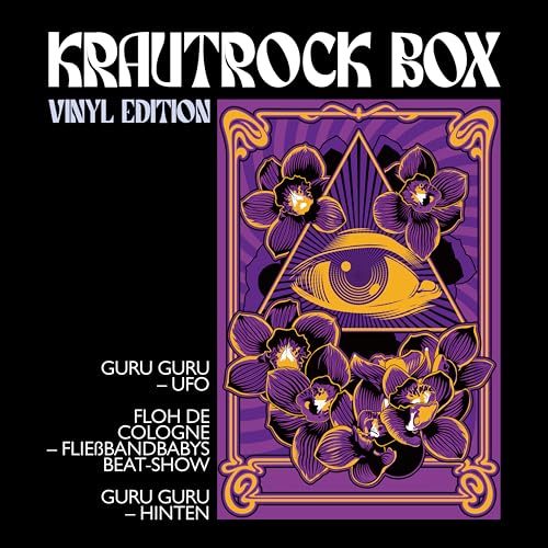 Krautrock Box vinyl album cover with an eye within a triangle and flowers.