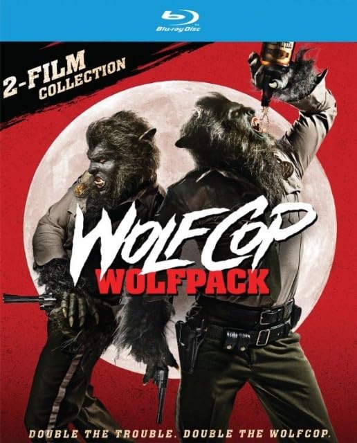 Blu-ray cover for "Wolfcop Wolfpack" featuring two werewolf police officers.