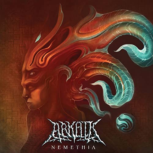 Fantasy artwork of a profile with swirling, fiery hair and ornate design.