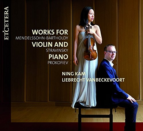 CD cover featuring a violinist and pianist, with text listing composers.