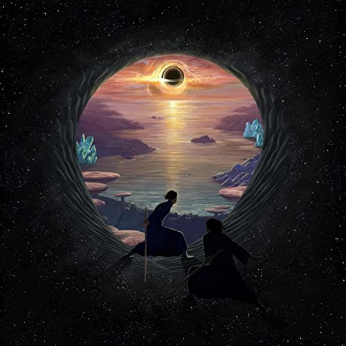 Album cover: figures silhouetted against a cosmic landscape with a black hole.