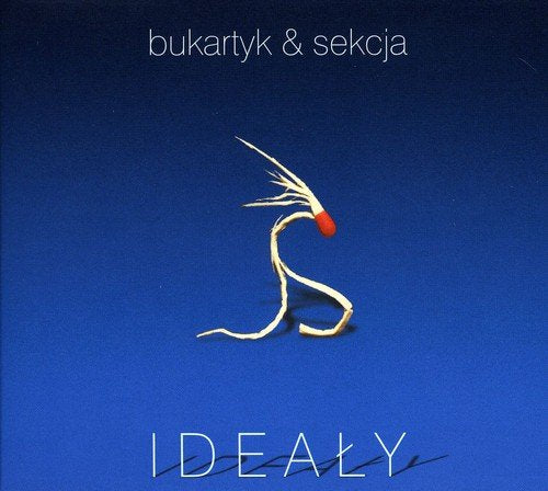 Blue CD cover with abstract white and red brushstroke design.
