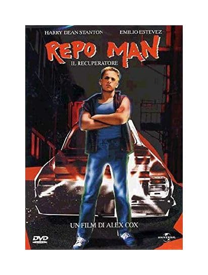 Repo Man DVD cover featuring Emilio Estevez leaning on a car.