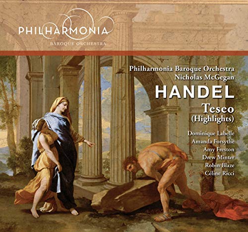 CD cover for Handel’s “Teseo” featuring classical figures and orchestra details.