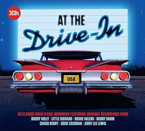CD cover for "At The Drive-In" featuring a classic red car and drive-in screen.