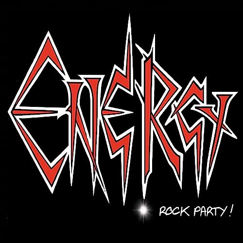 Black background with jagged red and white “ENERGY” text and “ROCK PARTY!” below.