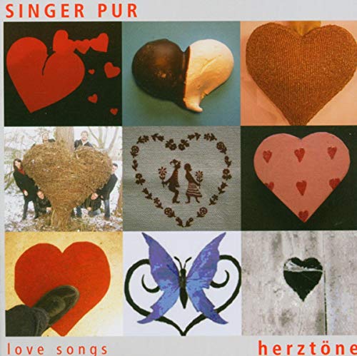 CD cover with a grid of heart images and a butterfly.