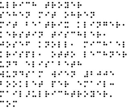 Close-up of a white background covered in black Braille dots.