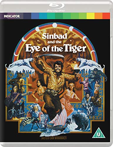 Blu-ray cover for "Sinbad and the Eye of the Tiger" with fantasy art.