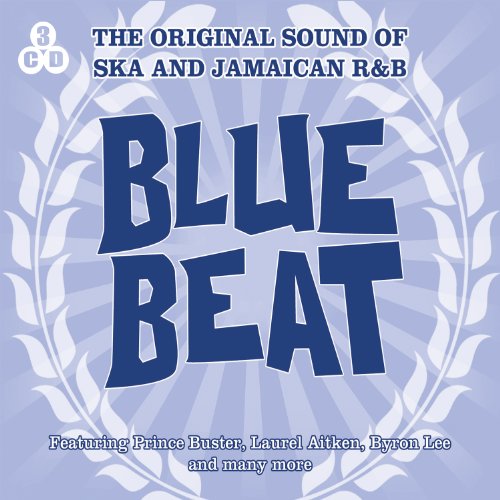Blue Beat" CD cover with blue text on a light purple and white background.