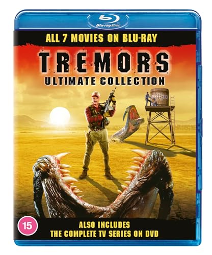 Tremors Ultimate Collection Blu-ray case featuring a man with a rifle and giant monsters.