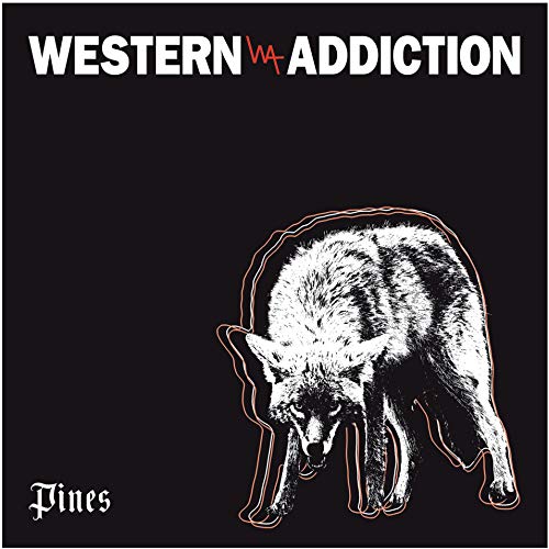 Black album cover with a white wolf outline and band name “Western Addiction”.