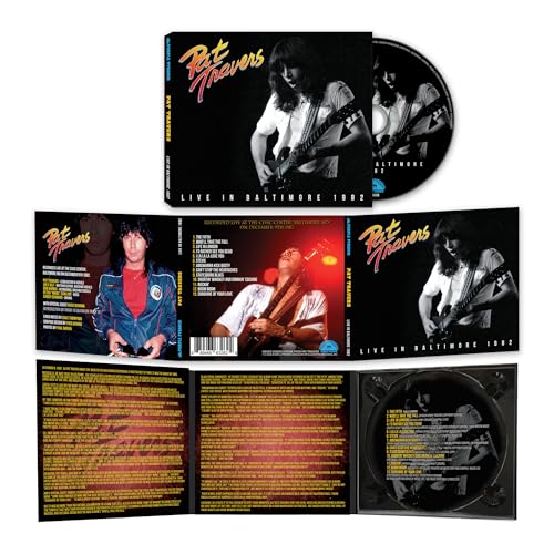 CD case and disc for Pat Travers’ “Live In Baltimore 1982” album.