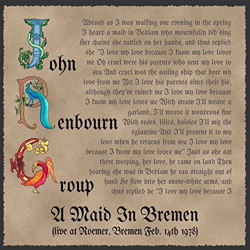 CD cover for "A Maid In Bremen" by John Renbourn Group, with lyrics.