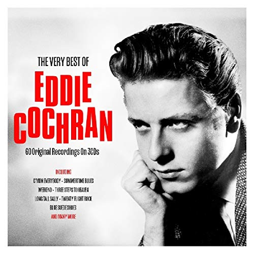 Black and white portrait of Eddie Cochran, album cover for a 3CD box set.