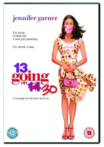 13 Going on 30" DVD cover featuring Jennifer Garner chewing bubblegum.