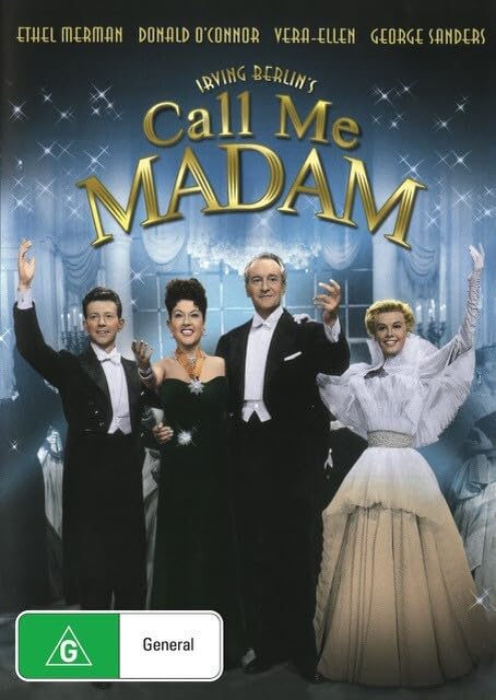 Call Me Madam" DVD cover featuring Ethel Merman and cast in formal wear.