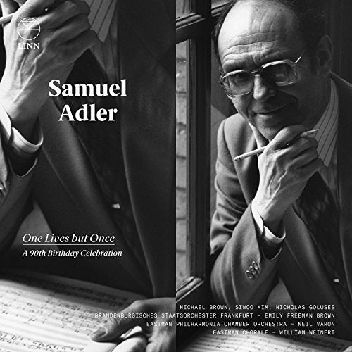 Black and white portrait of composer Samuel Adler, celebrating his 90th birthday.