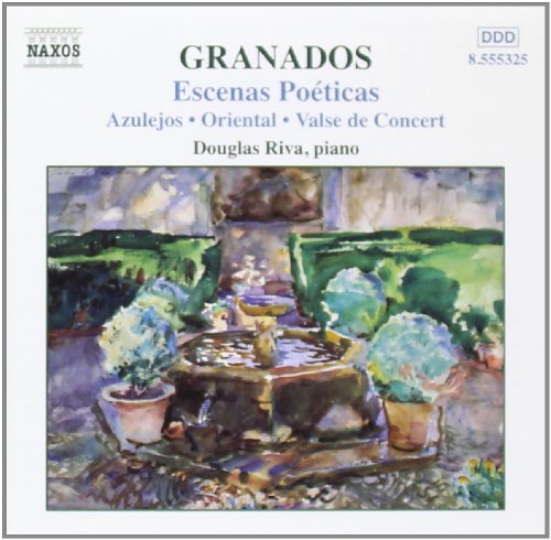 CD cover for Douglas Riva’s Granados piano music, featuring a garden fountain.