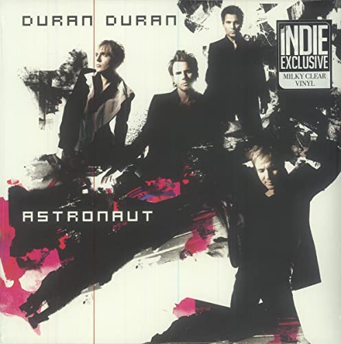 Duran Duran album cover, “Astronaut,” featuring band members in dark clothing.