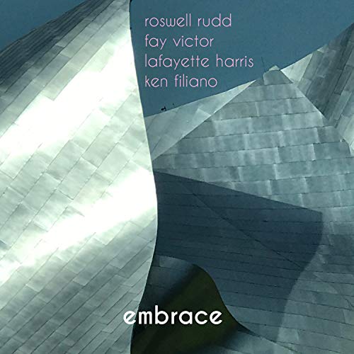 Album cover for "Embrace" by Roswell Rudd, featuring architectural shapes.
