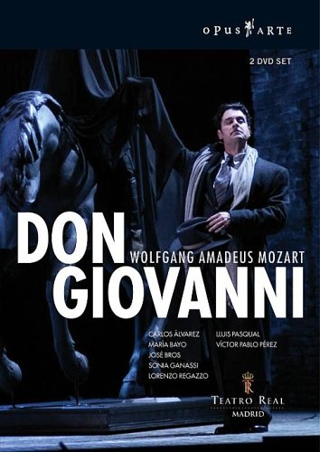 DVD cover for Mozart's opera *Don Giovanni* with a man and horse.