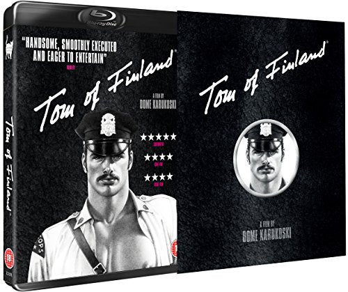 “Tom of Finland” Blu-ray case featuring a man in a police uniform.