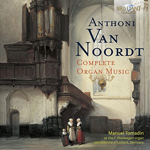 CD cover: organ pipes, figures in a church, and text “Anthony Van Noordt”.
