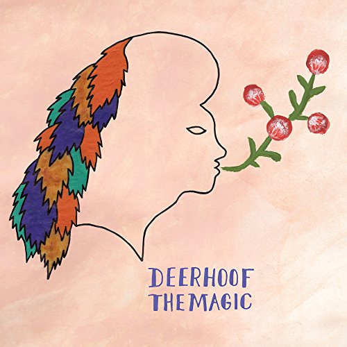 Deerhoof album cover: profile with colorful feather and red berries.