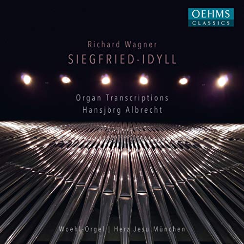 CD cover for Hansjörg Albrecht’s Wagner organ transcriptions, with organ pipes.