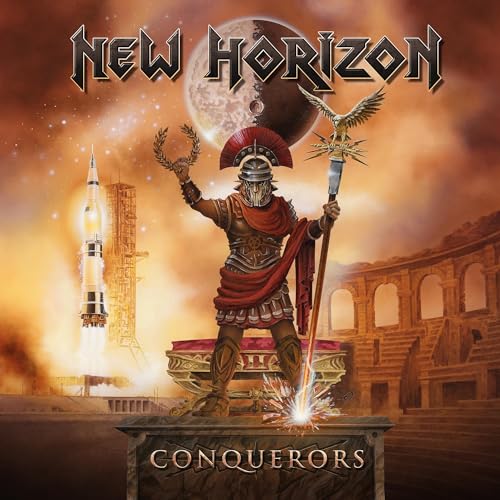 CD cover: Roman warrior with eagle, rocket, and ancient ruins backdrop.