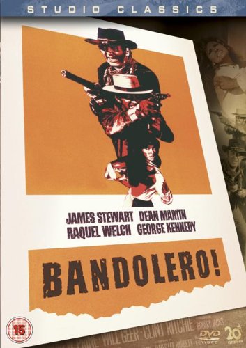DVD cover for "Bandolero!" featuring James Stewart with a gun.