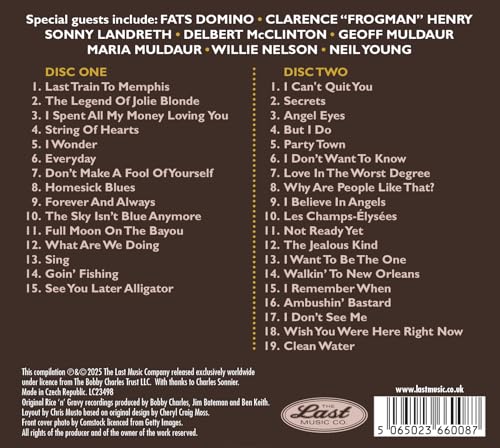 CD back cover listing songs by Bobby Charles, with guest artists and barcode.
