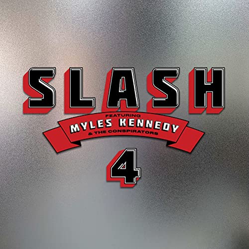 “Slash 4” vinyl album cover with red text on a silver background.
