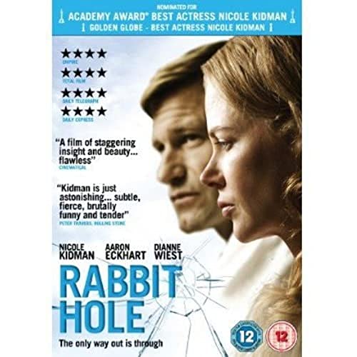 “Rabbit Hole” DVD cover featuring Nicole Kidman and Aaron Eckhart, with fractured glass.