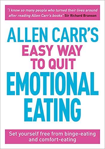 Book cover titled Allen Carr's Easy Way to Quit Emotional Eating with pink accents.