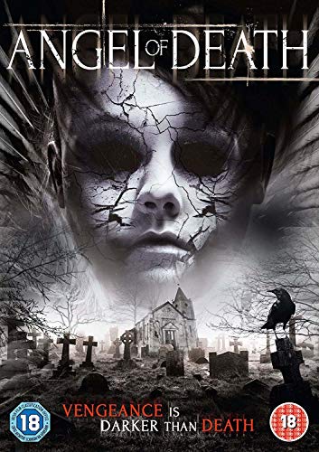 DVD cover for "Angel of Death" featuring a cracked face and graveyard.