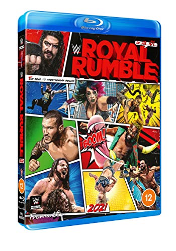 WWE Royal Rumble 2021 Blu-ray cover featuring a collage of various professional wrestlers.
