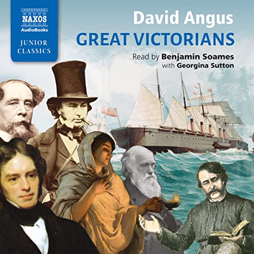 Audiobook cover featuring portraits of Victorian figures and a sailing ship.