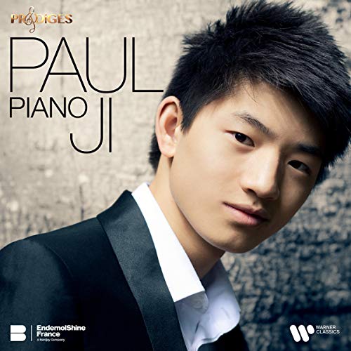CD cover featuring portrait of young pianist Paul Ji against textured background.