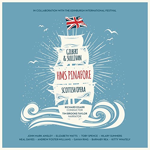 CD cover for Gilbert & Sullivan’s HMS Pinafore, featuring a ship illustration.