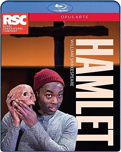 Blu-ray cover for Shakespeare’s Hamlet featuring an actor with a skull.