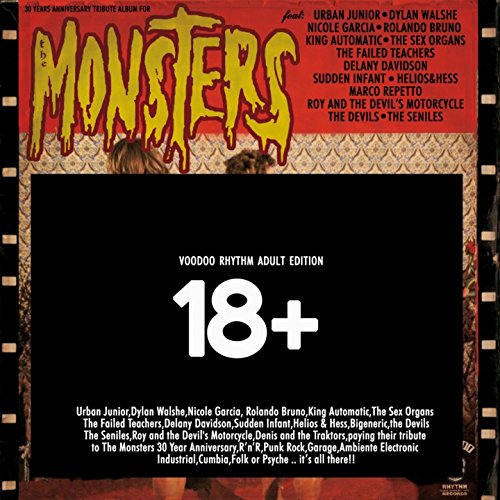 CD cover for "The Monsters" 30th anniversary tribute album, with "18+" rating.