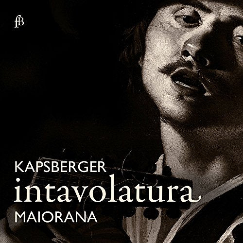 Black and white portrait of a man with a lute, CD cover art.
